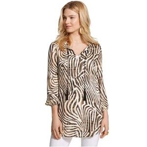Chico's Animal Print Blouse - Black and Cream